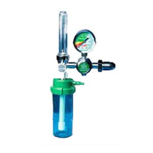 Oxygen regulator cylinder with humidifier and fluorometer